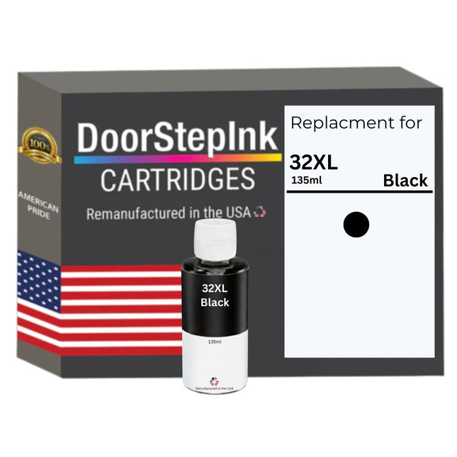 DoorStepInk Brand Replacement For HP 32XL (1VV24AN) 135 ml Black Ink Bottle Made in the USA