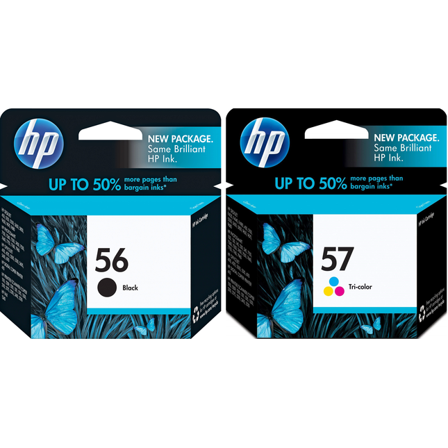 HP 56 Black and 57 Tricolor Ink Cartridges- Combo Pack