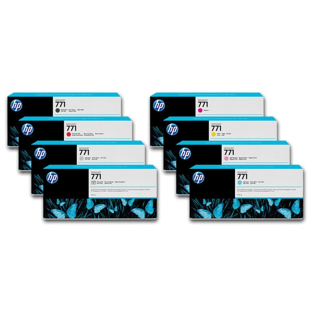 HP 771A Black and Color Standard Yield Ink Cartridge (8 Pack)