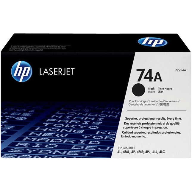 HP 74A Black Toner Cartridge, 92274A