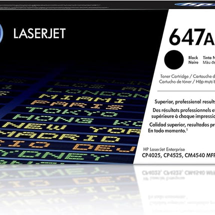 HP 647A High Yield Black LaserJet Toner Cartridge, CE260A
