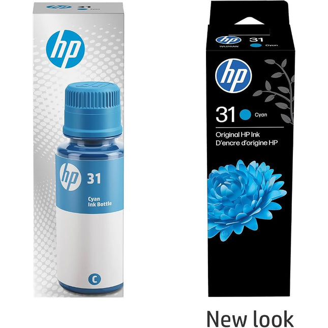 Original HP 31 High Yield Cyan Ink Bottle, 1VU26AN