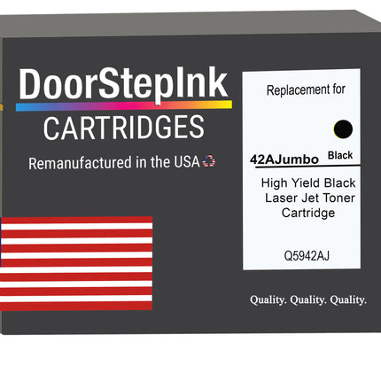 DoorStepInk Brand For HP (42A) Jumbo High Yield Black Remanufactured in the USA LaserJet Toner Cartridge,Q5942AJ