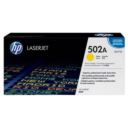 HP 502A Standard Yield Yellow LaserJet Toner Cartridge, Q6472A