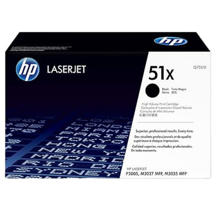 HP 51X Black High Yield Original LaserJet Toner Cartridge, Q7551X
