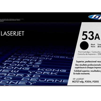 HP 53A Standard Yield Black LaserJet Toner Cartridge, Q7553A