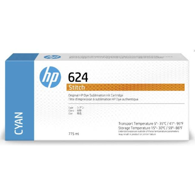 Original HP 624 775ml Cyan Stitch Dye Sublimation Ink Cartridges, 2LL54A