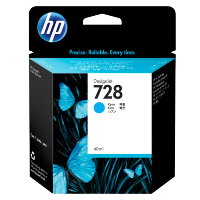 Original HP 728 High Yield Cyan Ink Cartridge, F9J63A