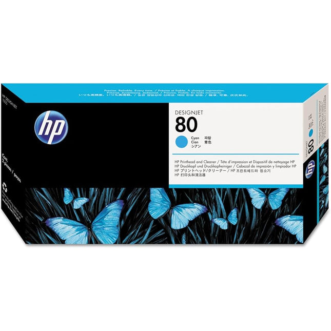 HP 80 (C4821A) Cyan Printhead & Printhead Cleaner