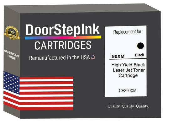 DoorStepInk Brand For HP 90XM High Yield Black Remanufactured in the USA LaserJet Toner Cartridge,CE390XM