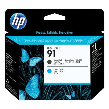 Original HP 91 (C9460A) Matte Black and Cyan Printhead Cartridge