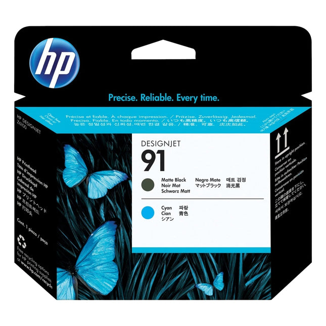 Original HP 91 (C9460A) Matte Black and Cyan Printhead Cartridge