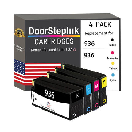 DoorStepInk Brand for HP 936 BMCY (6C3Z5LN) Remanufactured in the USA Ink Cartridge - Pack-4