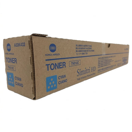 Original Konica Minolta TN512C Standard Yield Cyan Toner Cartridge, A33K432