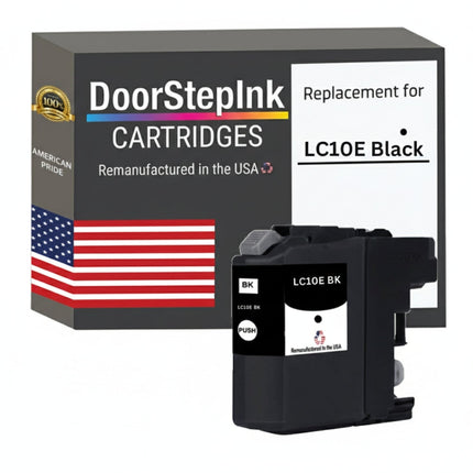 DoorStepInk Brand for Brother LC10E Black Extra High Yield Remanufactured in USA Inkjet Cartridge, LC10EBK