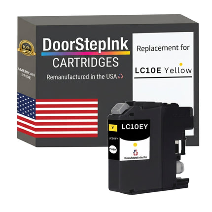 DoorStepInk Brand for Brother LC10E Yellow Extra High Yield Remanufactured in USA Inkjet Cartridge, LC10EY