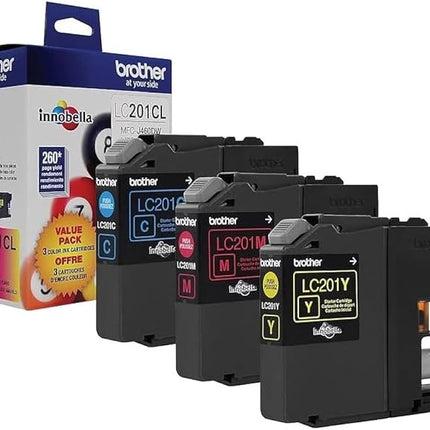 Original Brother LC201 Standard Yield Tri-Colour ink bottle-3-Pack