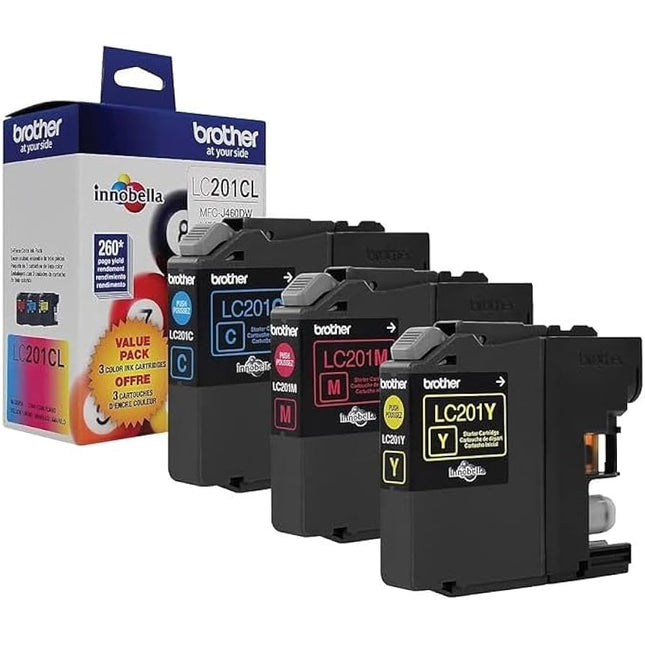 Original Brother LC201 Standard Yield Tri-Colour ink bottle-3-Pack