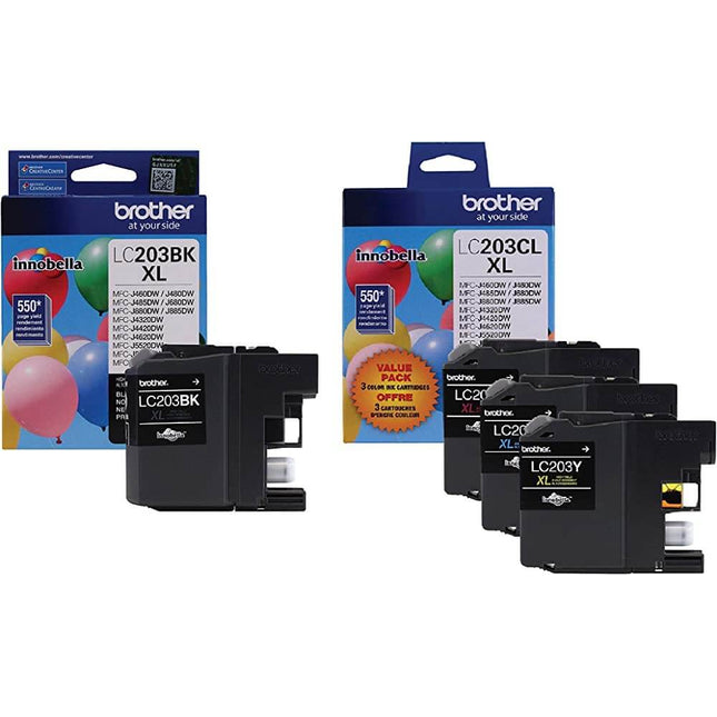 Brother LC203XL High Yield Black / 3 Color  Ink Cartridge (4-Pack)