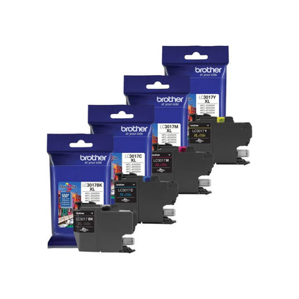 Original Brother LC3017XL Black, Cyan, Magenta, Yellow Ink Cartridge, 4-Pack