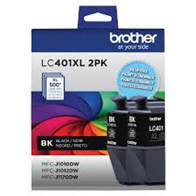 Genuine Brother LC401XL High-Yield Black Ink Cartridge- 2-Pack