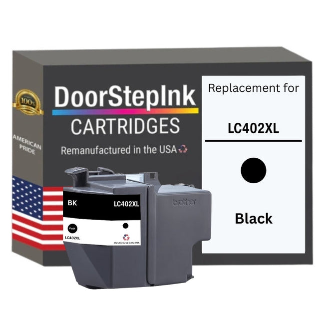DoorStepInk Brand for Brother LC402XL Black High Yield Remanufactured in USA Inkjet Cartridge