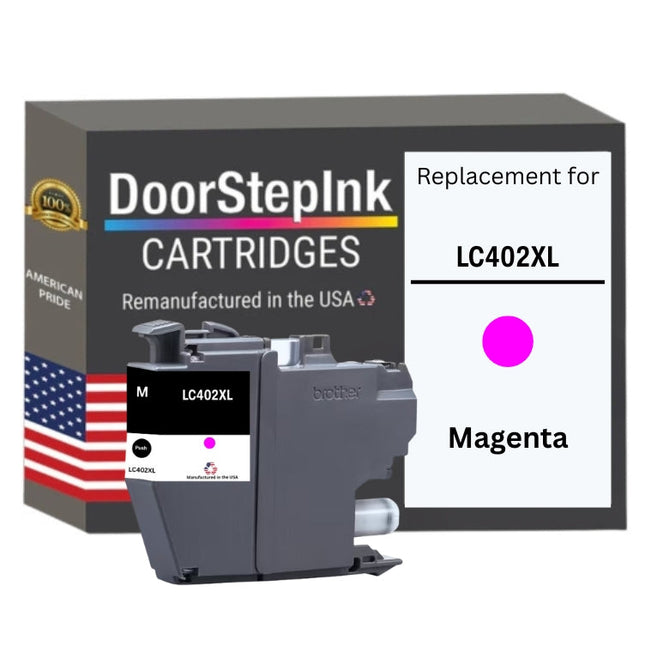 DoorStepInk Brand for Brother LC402XL Magenta High Yield Remanufactured in USA Inkjet Cartridge