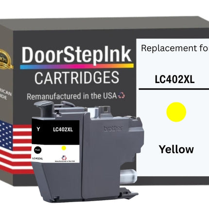 DoorStepInk Brand for Brother LC402XL Yellow High Yield Remanufactured in USA Inkjet Cartridge