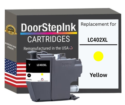 DoorStepInk Brand for Brother LC402XL Yellow High Yield Remanufactured in USA Inkjet Cartridge