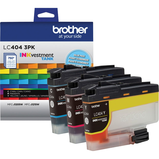 Brother Standard-Yield Tri-Color Ink Cartridge LC404 3.pk