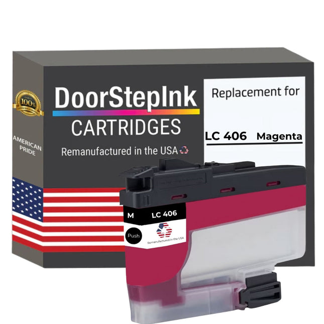DoorStepInk Brand for Brother LC-406 Standard Yield Magenta Remanufactured in the USA Ink Cartridge, LC406M