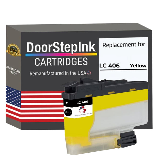 DoorStepInk Brand for Brother LC-406 Standard Yield Yellow Remanufactured in the USA Ink Cartridge, LC406Y