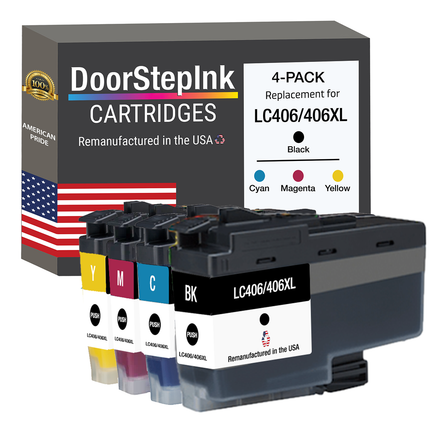 DoorStepInk Brand for Brother LC406/406XL 1 Black and 3 Color Remanufa
