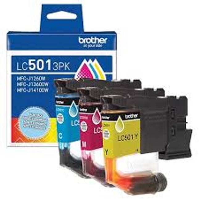 Original Brother LC501XL High Yield Multi-Color (CMY) Ink Cartridge, 3-Pack
