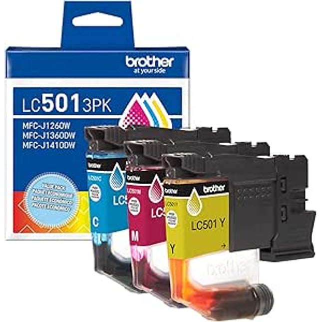 Original Brother LC501 Standard Yield Multi-Color (CMY) Ink Cartridge,3-Pack