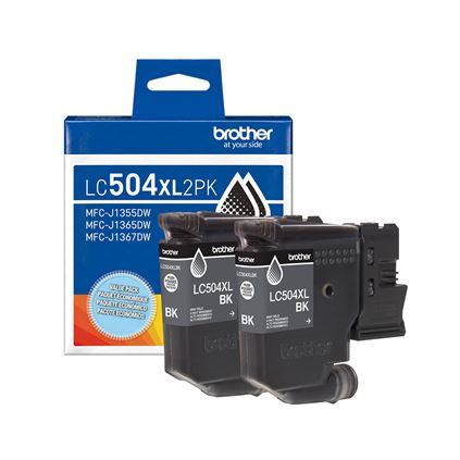 Original Brother LC504XL High Yield Black Ink Cartridge,2-pack
