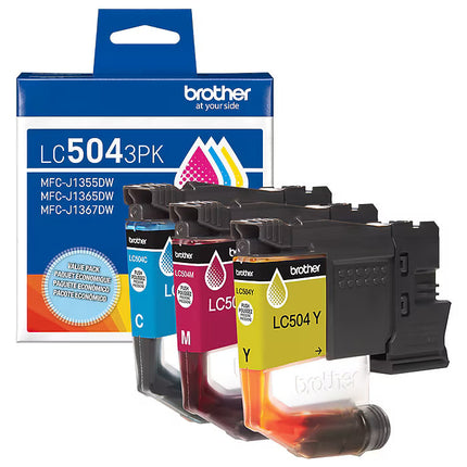 Original Brother LC504XL High Yield Multi-Color (CMY) Ink Cartridge,3-Pack