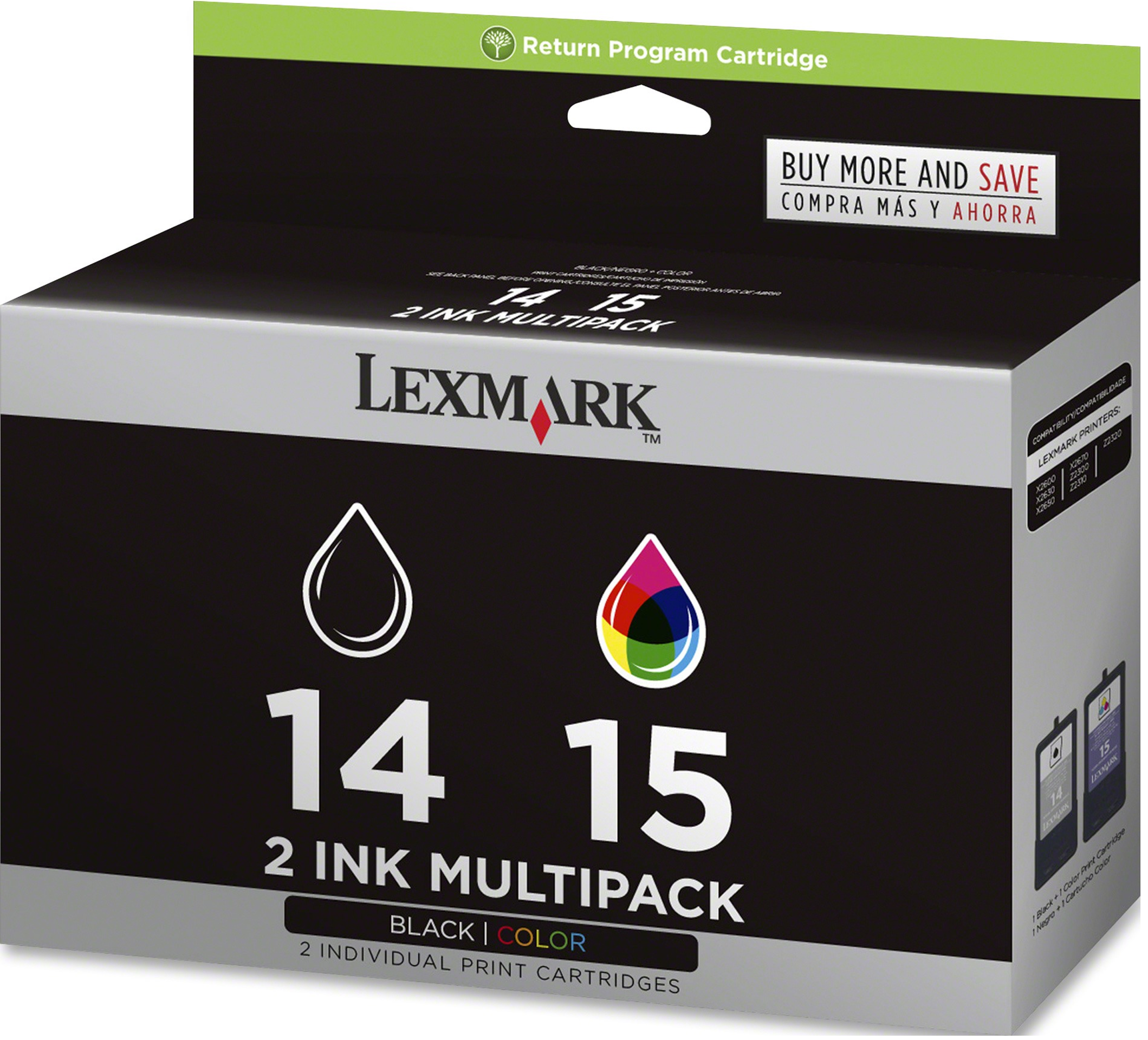 Lexmark (18C2239 ) #14 & #15 Black and Color Ink Cartridges