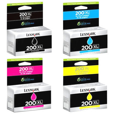 Original Lexmark 200xl High Yield Tri-Colour Ink Cartridge, 4 Pack