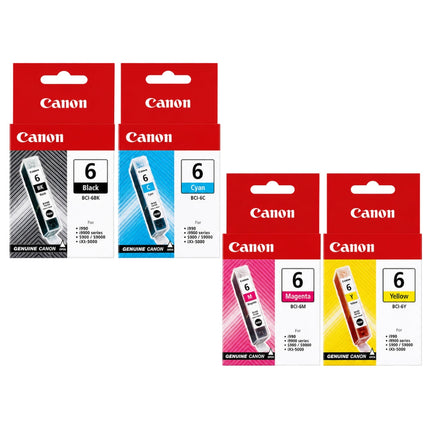 New Canon BCI-6 Black & Color Ink Cartridges, 4 Pack