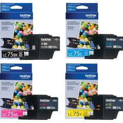Original Brother LC75 Black, Cyan, Magenta, Yellow Ink Cartridges