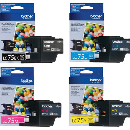 Original Brother LC75 Black, Cyan, Magenta, Yellow Ink Cartridges