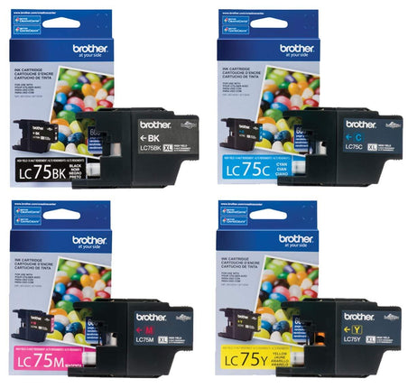 Original Brother LC75 Black, Cyan, Magenta, Yellow Ink Cartridges