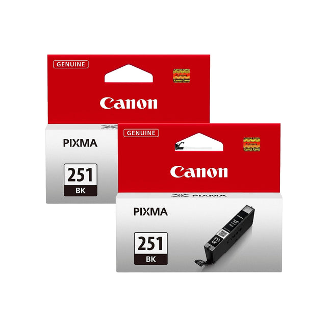 Original Canon CLI-251  Standard Yield Black (2-Pack) Ink Cartridge, 6512B005