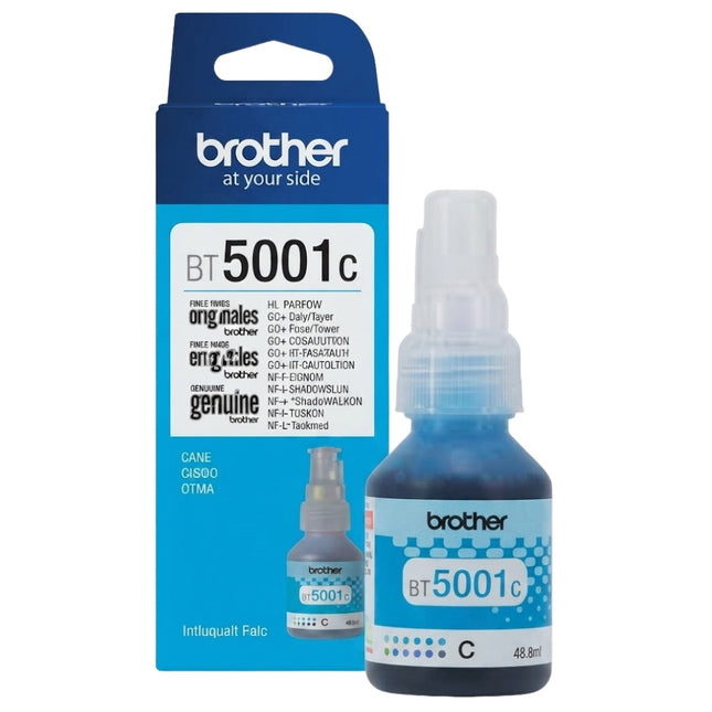 Original Brother BT5001 High Yield Cyan ink bottle