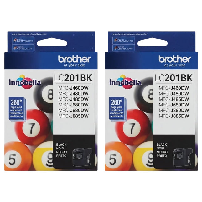 Original Brother LC201 Standard Yield Black Ink Cartridge-2-Pack