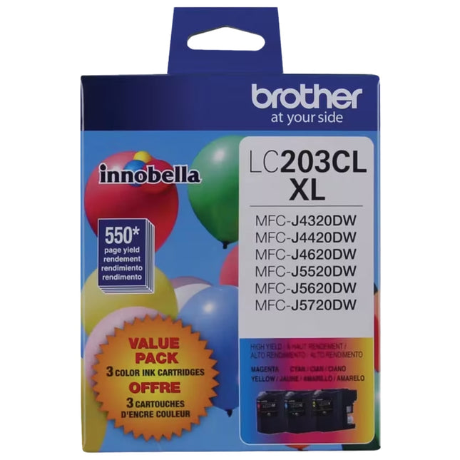 Original Brother LC203 High Yield Tri-Colour Ink Cartridge-3-Pack