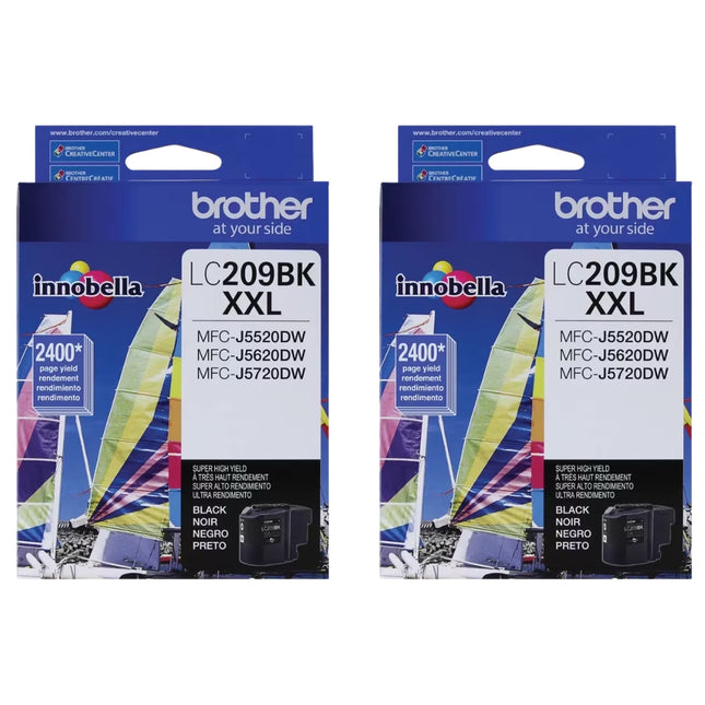 Original Brother LC209XXL Extra High Yield Black Ink Cartridge-Pack-2
