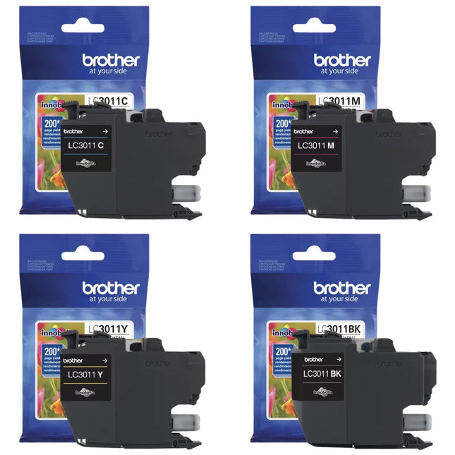 Original Brother LC3011 Standard Yield Tri-Colour Ink Cartridge-4-Pack
