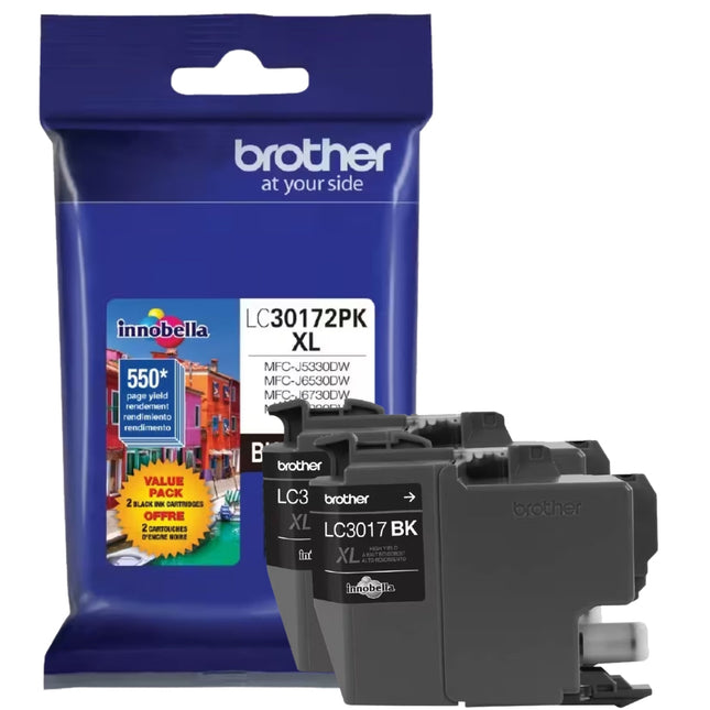 Original Brother LC3017XL Black Ink Cartridge, 2-Pack